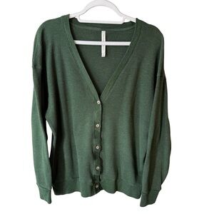 Babaton The Group Forest Green V-Neck Cardigan Size S Minimalist Relaxed Fit